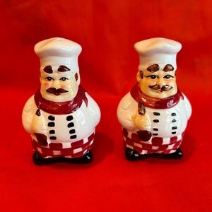 Vintage Ceramic Happy Fat Chef Salt and Pepper Shakers by Alco Industries